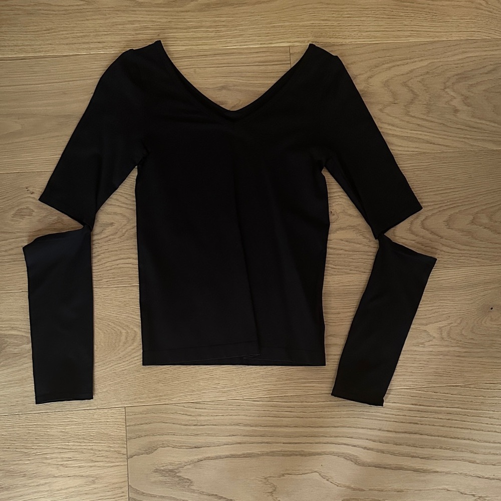 Helmut Lang Black V-Neck Long Sleeve Top